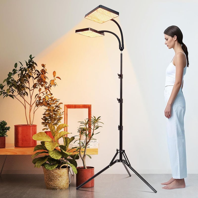 FECiDA 2-Head Grow Light with Stand 50W, 2025 Grow Lights for Indoor Plants, Full Spectrum LED Plant Grow Light for Houseplants, Bonsai Tree, 4,8,12,16 Hr Timer and 360° Gooseneck - Image 3